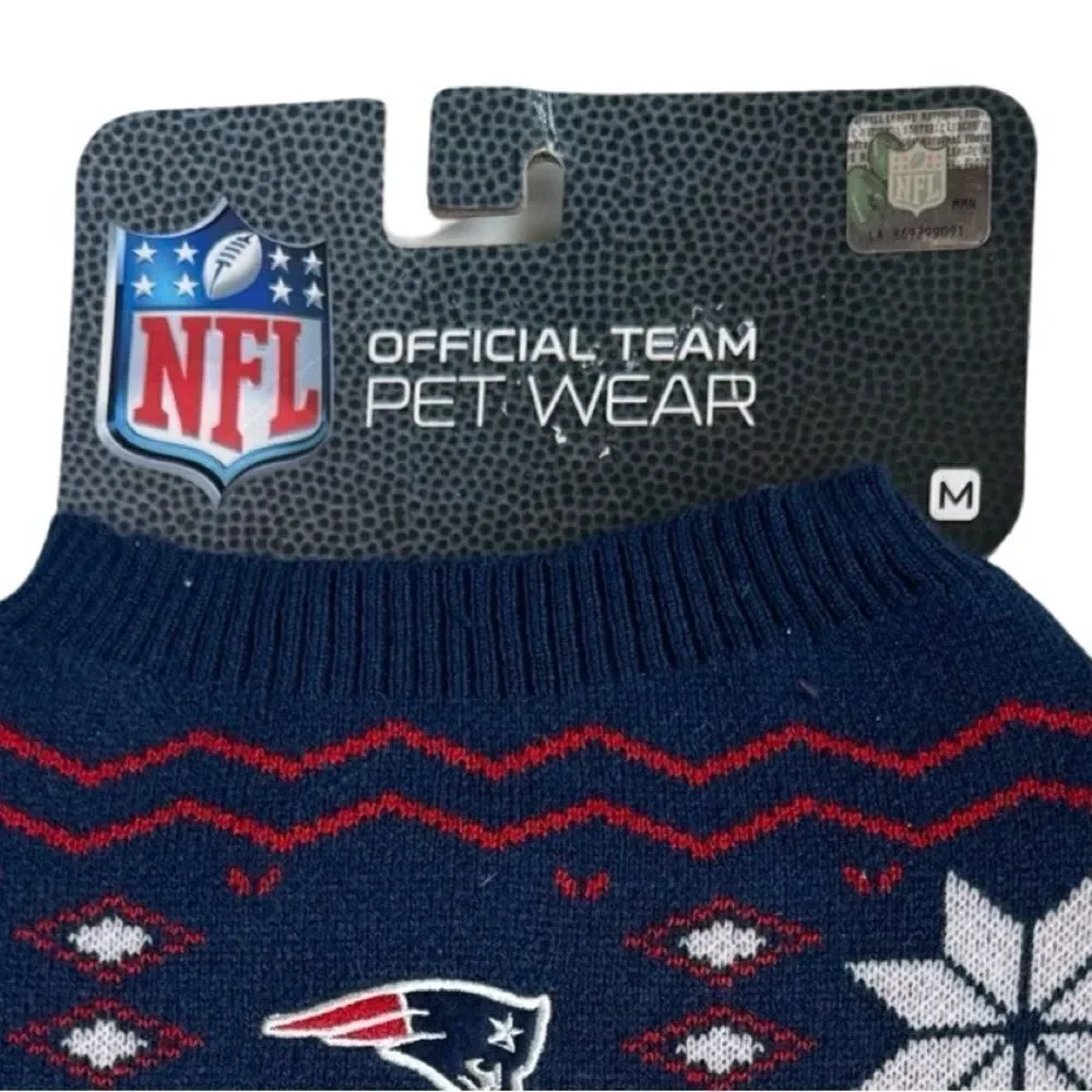 NFL Officially Licensed New England Patriots Petwear Knit Dog Sweater Medium NWT